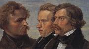 Julius Hubner Portrait of the Painters Carl Friedrich Lessing,Carl Sohn and Theodor Hildebrandt oil painting